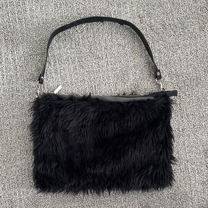 Black Faux Fur Shoulder Bag - Women